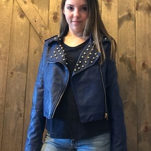 Fake leather studded jacket